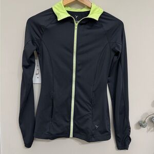 Active by Old Navy Women's Lightweight Full Zip Jacket Black Yellow Size S